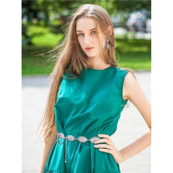 Western Concho Belt & Earring Set – Vintage Silver-Tone Rodeo Style Cowgirl - Picture 5 of 7